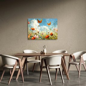 Obraz na szkle - Motyle na letniej łące (70x50 cm)