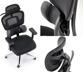 Fotel biurowy ergonomiczny Booster Halmar z regulowanym zagłówkiem