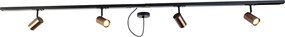 Szyna jednofazowa ciemny brąz z 4 reflektorami i okrągłym zasilaczem - Jeana