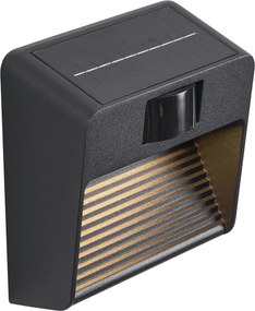 Lampa ścienna czarna z LED IP54 z czujnikiem ruchu solarna - Border