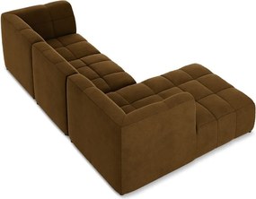 Musztardowy aksamitny narożnik (lewostronny/z szezlongiem) Aloha – Makamii