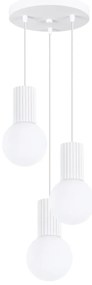 Lampa wisząca HALO 3P biała ryflowana SOLLUX  LIGHTING