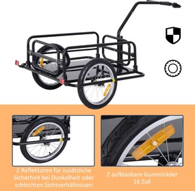 HOMCOM przyczepa rowerowa towarowa ładunkowa 40 kg obciążenia składana stal