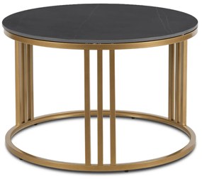Stolik Kawowy KORIN 70 cm Czarny Marmur/Złoty Glamour Nowoczesny