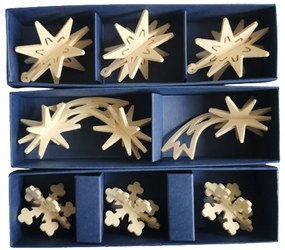 Drewniane ozdoby świąteczne Sky treasures, zestaw 9 szt.