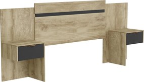 Rozkładany zagłówek z szafkami - 140/160 cm - Kolor: naturalny i czarny - PARATI