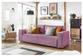 Różowa sztruksowa rozkładana sofa 245 cm Nihad – Bobochic Paris