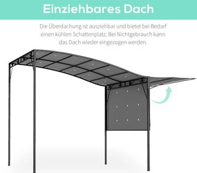 Outsunny Pawilon z rozkładaną częścią dachu, odporny na warunki atmosferyczne, 3 x 2,5 m, ciemnoszary | Aosom PL