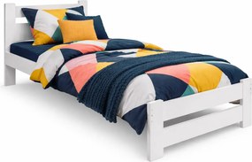 Białe pojedyncze łóżko z materacem 90x200 M7-F76