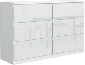 Komoda NUDO 138,5 cm do Salonu Sypialni 6 Szuflad Biały