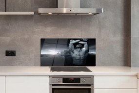 Panel szklany do Kuchni Mężczyzna na tle Gór