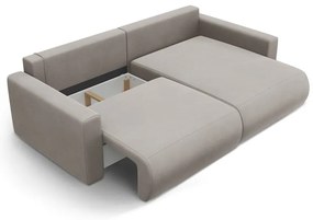 Jasnoszary aksamitny rozkładany narożnik ze schowkiem Belfast – Cosmopolitan Design