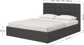 Łóżko F-Line Baretta 140x200, Monolith 84 Popielaty