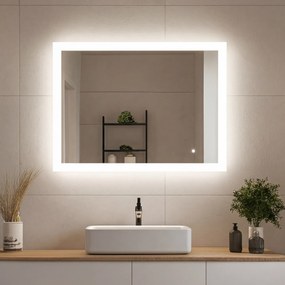 Prostokątne lustro do łazienki z oświetleniem LED 80x60\100x70\120x70\60x80\70x100\70x120 cm z Dual color, Włącznik dotykowy