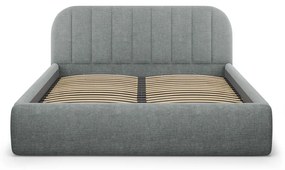 Ciemnoszare tapicerowane łóżko dwuosobowe ze schowkiem ze stelażem 180x200 cm Juno – Windsor &amp; Co Sofas