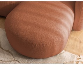 Narożnik z materiału bouclé (prawostronny/z szezlongiem) w kolorze terakoty Orbit – Ropez