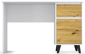 Skandynawskie biurko z szafką i szufladą biały + dąb artisan L5-C56