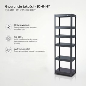 Wąski regał warsztatowy, metalowy Johnny, 45 x 42 x 180 cm, kolor antracyt