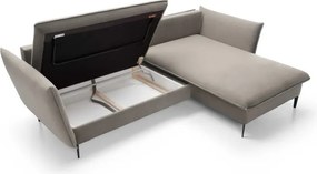 Narożnik GLOSS Prawostronny z funkcją spania, zestaw z poduszkami wolnostojący tkanina RIVIERA 21 Beżowy WERSAL