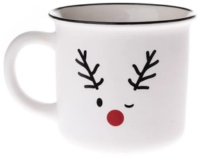 Świąteczny kubek porcelanowy Cute reindeer biały, 380 ml