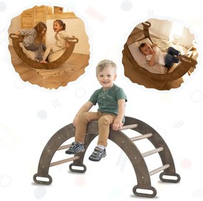 Bujak Drewniany Montessori - Przyrządy Wspinaczkowe dla Dzieci 1-7 lat- Czekoladowy