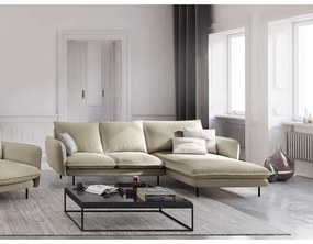Beżowa sofa narożna Cosmopolitan Design Vienna, prawostronna