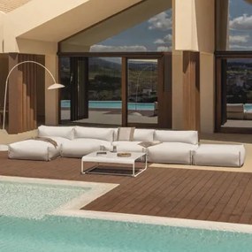 Sofa Ogrodowa Porto Modułowa 4-częściowa Z Pufem I Stolikiem Kawowym Kremowa Tapioca - Sklum
