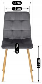 Krzesło Tapicerowane do Jadalni FREDY Szare Welurowe Nowoczesne Loft