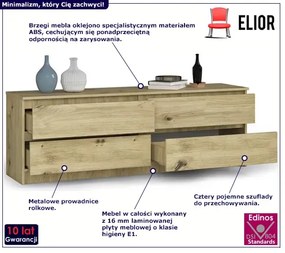 Minimalistyczna komoda do salonu dąb artisan - Zoki