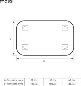 Lustro dekoracyjne prostokątne z podświetleniem ROUND Pure LED| Różne rozmiary | Różne kolory : Kolor tafli szkła - Srebrny, Rozmiar - 50 x 100 cm
