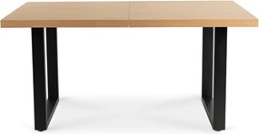 Stół Prostokątny Rozkładany EDWIN 160-260 cm Dąb Złoty/Czarny do Jadalni Nowoczesny Loft