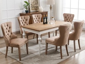 Zestaw 6 krzeseł welurowych - nogi z litego drewna - naturalny