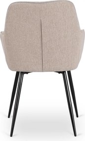 Zestaw Stół Prostokątny Rozkładany VICTOR 160-240 cm Czarny Marmur i 4 Krzesła Tapicerowane MALAGA Beżowe Nowoczesne