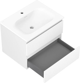 Mexen Rivel szafka łazienkowa 60 cm z umywalką Vela, 2 szuflady, ryflowana , biała mat - 91A20-06047-2-BFF01-W23M01