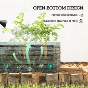 Outsunny Metalowa podwyższona grządka zestaw 2 szt., Otwarty spód, Do ogrodu i na balkon, 110x50x30cm, Zielony | Aosom PL