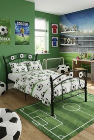 Czarne metalowe łóżko z motywem piłki 90x200 cm P5-C71