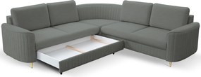 Masseno Narożnik VELA z funkcją spania i pojemnikiem na pościel Narozniki L, Rozkładana sofa - Szary, CASTEL 93