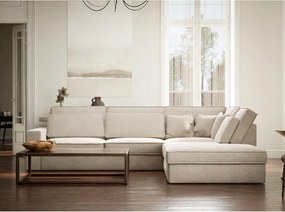 Kremowy narożnik z tkaniny szenilowej (prawostronny/w kształcie litery L) Kirou – Maison de Rêve