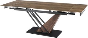 Stół Rozkładany Prostokątny REX 160-220 cm Ceramiczny Ciemny Brąz/Czarny do Jadalni Nowoczesny Loft
