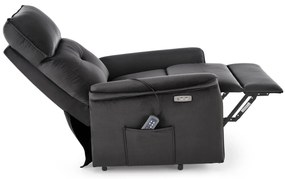 Fotel wypoczynkowy elektryczny pionizacja masaż rozkładany czarny SEMIR 2