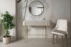 Toaletka Malmi 100 cm z szufladami - kaszmir / crema bianca / złote nóżki