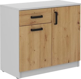 Komoda MALTESA - Szary / Front Dąb artisan / 2 drzwi / 80 cm