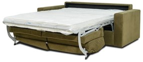 Sztruksowa sofa rozkładana w kolorze khaki Scandic Elbeko