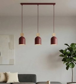 Mesi 3 Burgund podłużna lampa wisząca 3 klosze nad prostokątny stół