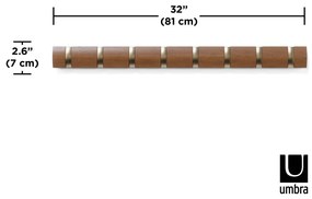 Brązowy wieszak ścienny z litego drewna topolowego Flip – Umbra
