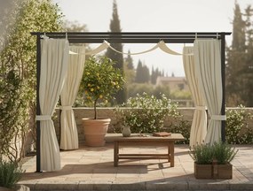 Kremowa altana ogrodowa z regulowanym dachem K0-F91