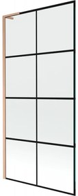 Mexen Next L parawan nawannowy 1-skrzydłowy 90 x 150 cm, czarna kratka, miedź szczotkowana - 895-090-000-03-77-65