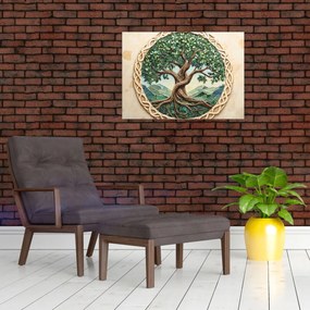 Obraz na szkle – Splecione drzewo życia (70x50 cm)
