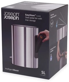 Plastikowy kosz na śmieci z pedałem w kolorze srebra 5 l Luxe – Joseph Joseph