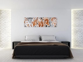 Obraz - Zamarznięte liście (170x50 cm)
